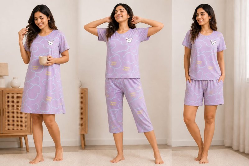 Tew Imported Lycra Night Dress Combo Collections